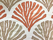Load image into Gallery viewer, Designer Embroidered Nautical Orange Beige Ivory Tan Coral Cotton Drapery Fabric