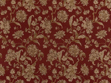 Load image into Gallery viewer, Heavy Duty Floral Burgundy Red Ivory Gold Upholstery Drapery Fabric