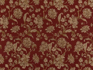 Heavy Duty Floral Burgundy Red Ivory Gold Upholstery Drapery Fabric
