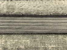 Load image into Gallery viewer, Crypton Water &amp; Stain Resistant MCM Mid Century Modern Chenille Stripe Silver Gray Upholstery Fabric RMC-WCII