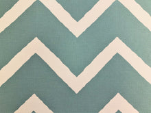 Load image into Gallery viewer, Kravet 32567-1516 Aqua Blue Off White Chevron Zig Zag Woven Water &amp; Stain Resistant Upholstery Fabric