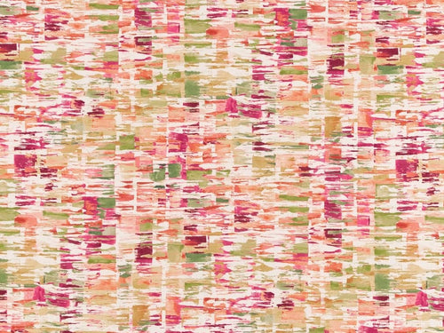 Heavy Duty Magenta Green Mustard Coral Pink White Abstract Upholstery Drapery Fabric