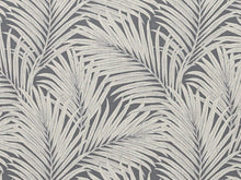 Load image into Gallery viewer, Steel Blue Ivory Tropical Palm Upholstery Drapery Fabric