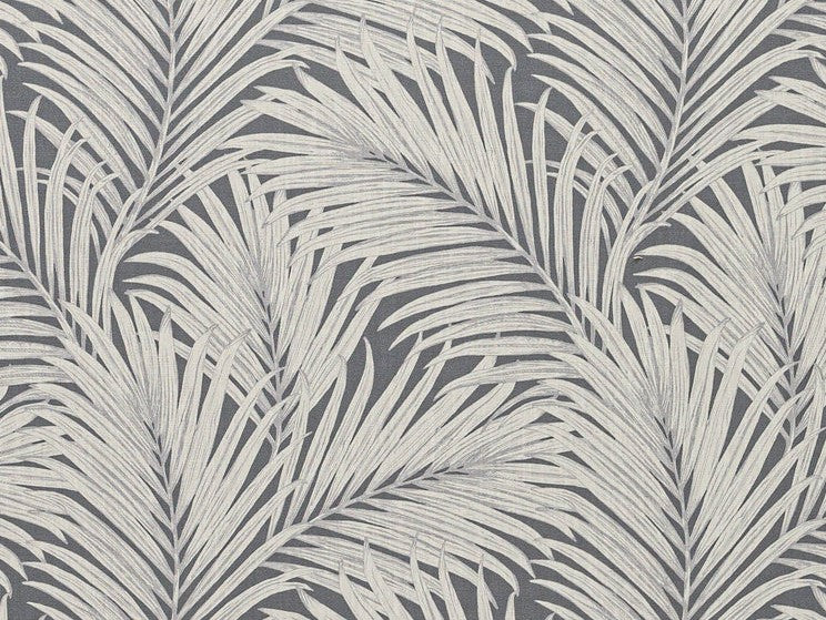 Steel Blue Ivory Tropical Palm Upholstery Drapery Fabric