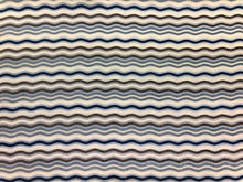Load image into Gallery viewer, Designer Plush Textured Geometric Wave Taupe Navy Blue Cream Ivory Stripe Nautical Upholstery Drapery Fabric