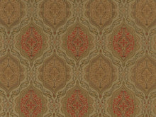 Load image into Gallery viewer, Heavy Duty Geometric Medallion Green Beige Gold Brown Rose Red Upholstery Drapery Fabric