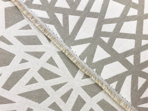 Designer Reversible Indoor Outdoor Water & Stain Resistant Abstract Geometric Taupe Beige Upholstery Drapery Fabric