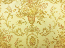 Load image into Gallery viewer, 61&quot; Wide Dutch Cotton Neoclassical Floral Victorian Yellow Beige Coral Toile Print Drapery Fabric Made in Holland