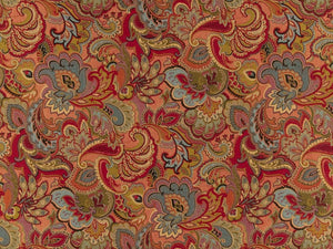 Heavy Duty Olive Green Red Teal Beige Paisley Upholstery Drapery Fabric