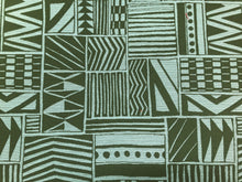 Load image into Gallery viewer, 34" of Zavi Textiles Eos Parkside Stain Resistant Abstract Ethnic Tribal Olive Green Teal Geometric Upholstery Fabric