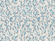 Load image into Gallery viewer, White Turquoise Blue Navy Grey Floral Drapery Fabric