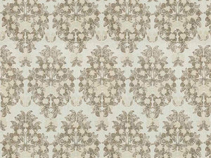 Ivory Taupe Beige Floral Medallion Linen Drapery Fabric