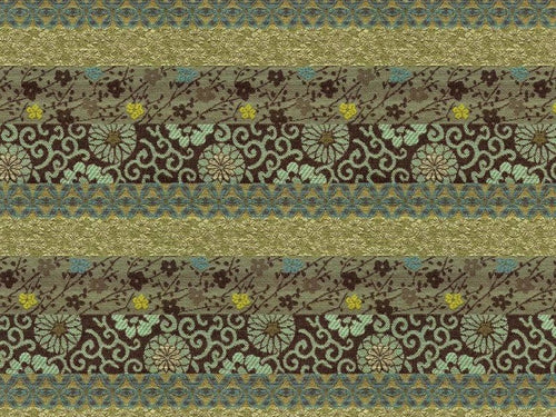Kravet Kamara Seaglass Crypton Floral Stripe Brown Teal Aqua Beige Sage Green Upholstery Fabric