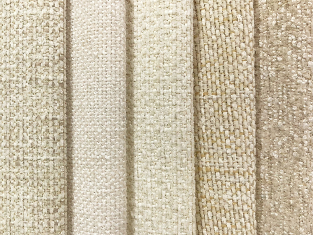 Crypton Stain Water Resistant Mid Century Modern Tweed Chenille Off White Ivory Beige Upholstery Fabric RMCR III