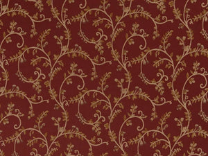 Heavy Duty Floral Burgundy Red Ivory Gold Upholstery Drapery Fabric