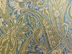 100% Pure Silk Kravet Delft Grammercy Park Sage Green Beige Teal Blue Paisley Upholstery Drapery Fabric