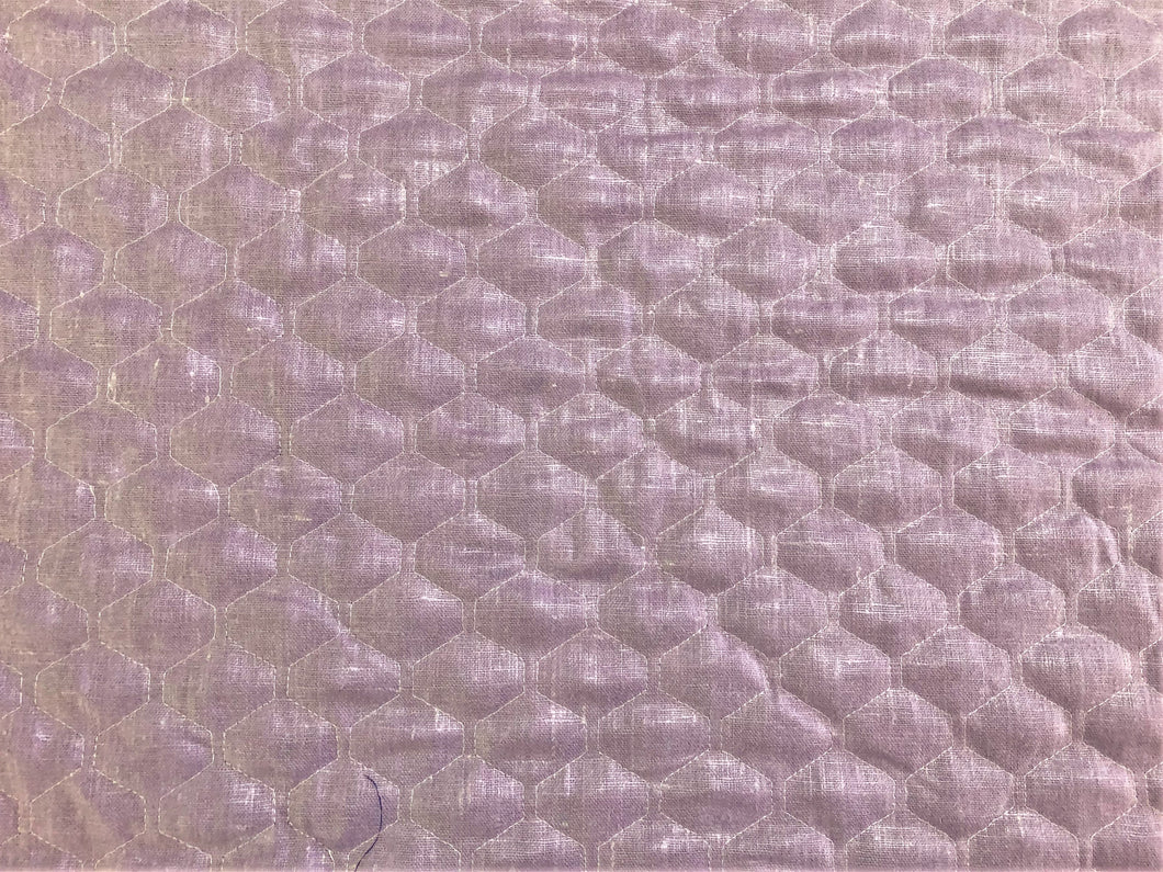 Designer Lilac Belgian Linen Quilted Matelasse Diamond Trellis Upholstery Fabric