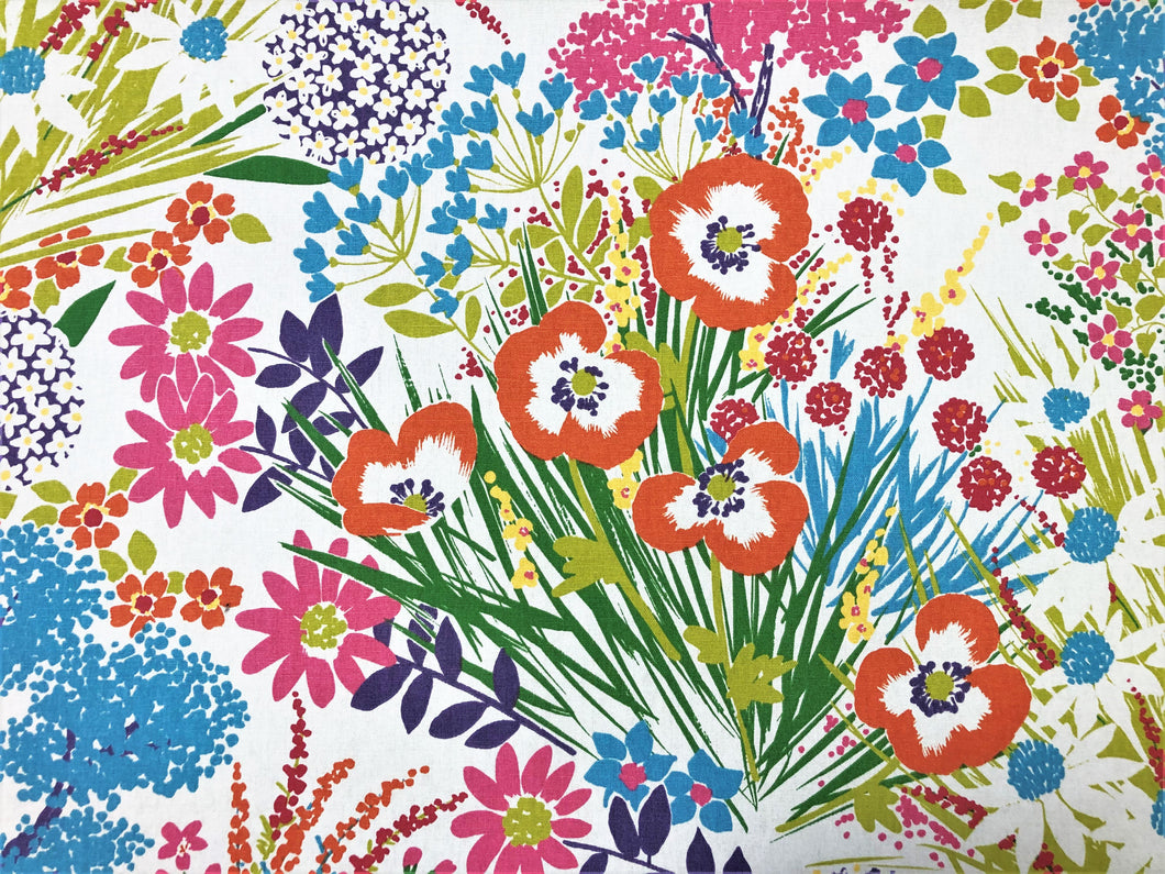 P Kaufmann Potting Shed Cotton Floral Green Hot Pink Blue Orange Purple Yellow Ivory Botanical Tropical Drapery Fabric