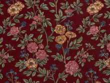 Load image into Gallery viewer, Heavy Duty Abstract Floral Tapestry Scarlet Red Cream Navy Blue Pink Green Upholstery Fabric