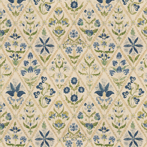 Lee Jofa Susani Trellis Fabric / Blue/Green