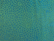 Load image into Gallery viewer, 3/4 Yds Designer Acrylic Backed Teal Green Lime Floral Upholstery Drapery Fabric