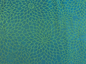 3/4 Yds Designer Acrylic Backed Teal Green Lime Floral Upholstery Drapery Fabric