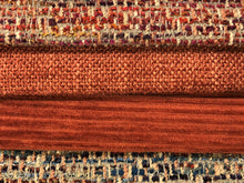 Load image into Gallery viewer, Crypton Water &amp; Stain Resistant MCM Mid Century Modern Tweed Chenille Stripe Velveteen Red Pink Orange Blue Upholstery Fabric RMC-WCII