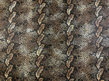 Load image into Gallery viewer, 1.75 Yard Designer Textured Snake Reptile Brown Grey Black Faux Leather Upholstery Vinyl