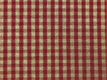 Load image into Gallery viewer, Designer Water &amp; Stain Resistant Cranberry Red Beige Taupe Check Wool Upholstery Fabric