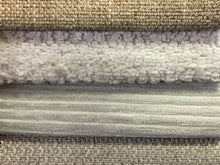 Load image into Gallery viewer, Crypton Water &amp; Stain Resistant MCM Mid Century Modern Basketweave Chenille Stripe Greige Taupe Grey Upholstery Fabric RMC-WCII