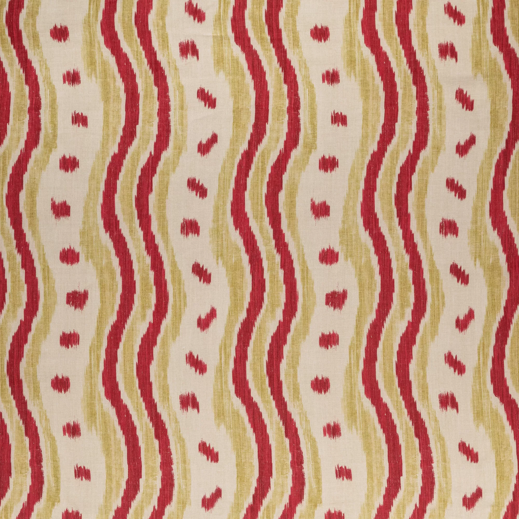 Lee Jofa Ikat Stripe Fabric / Red/Green