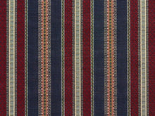 Load image into Gallery viewer, Heavy Duty Stripe Tapestry Navy Blue Wine Green Ivory Beige Upholstery Fabric