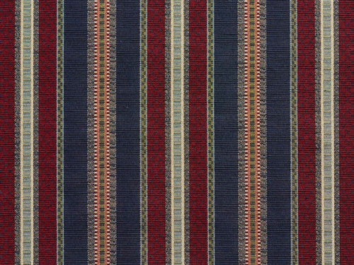 Heavy Duty Stripe Tapestry Navy Blue Wine Green Ivory Beige Upholstery Fabric