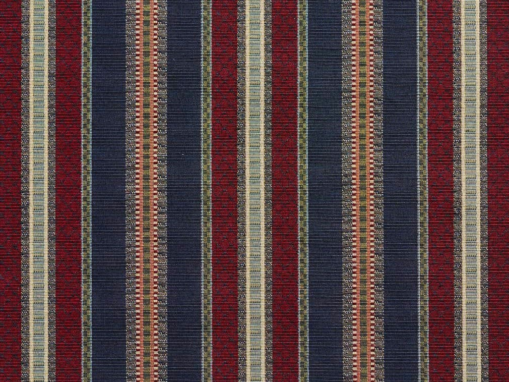 Heavy Duty Stripe Tapestry Navy Blue Wine Green Ivory Beige Upholstery Fabric