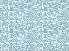 Load image into Gallery viewer, Designer Aqua Blue Cream Abstract Geometric Ethnic Cut Velvet Upholstery Fabric