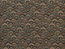 Load image into Gallery viewer, Heavy Duty Geometric Fan Tapestry Navy Blue Burgundy Cream Beige Green Upholstery Fabric