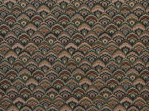 Heavy Duty Geometric Fan Tapestry Navy Blue Burgundy Cream Beige Green Upholstery Fabric