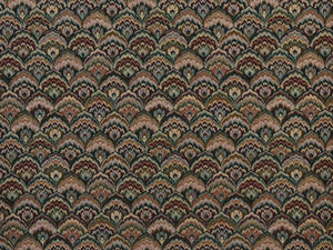 Heavy Duty Geometric Fan Tapestry Navy Blue Burgundy Cream Beige Green Upholstery Fabric