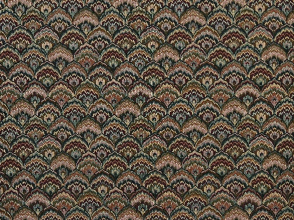 Heavy Duty Geometric Fan Tapestry Navy Blue Burgundy Cream Beige Green Upholstery Fabric