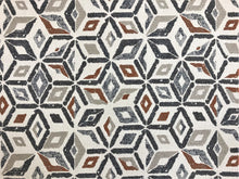 Load image into Gallery viewer, Designer Water &amp; Stain Resistant Off White Grey Rusty Brown Abstract Upholstery Drapery Fabric