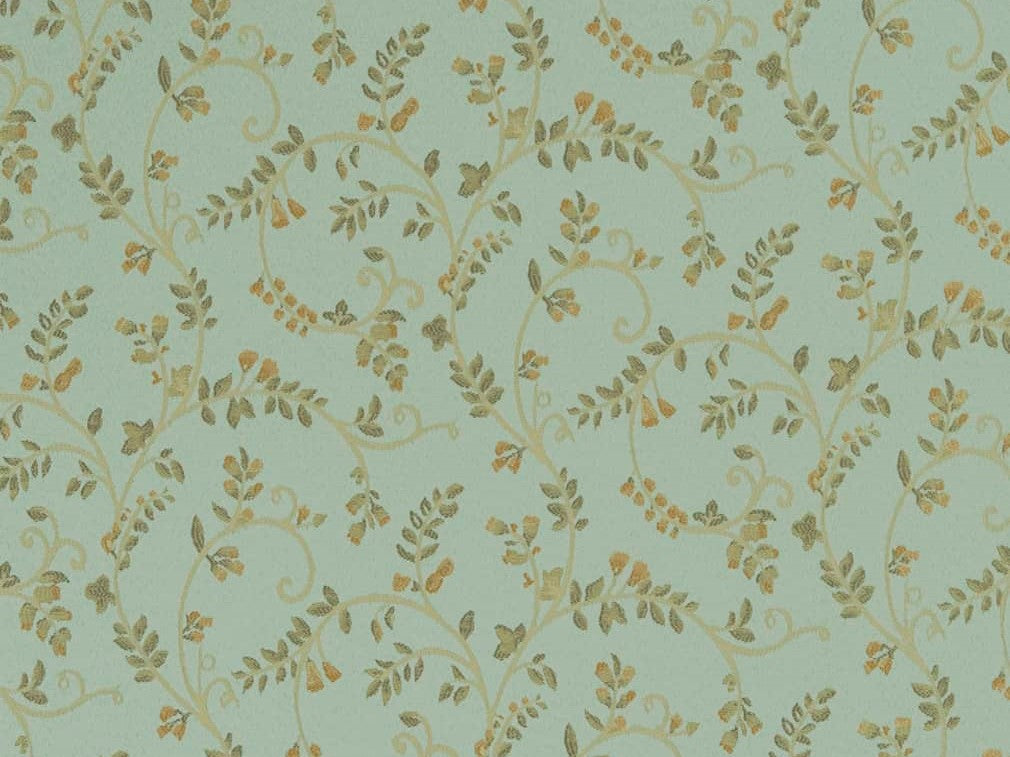 Heavy Duty Floral Seafoam Blue Beige Green Upholstery Drapery Fabric