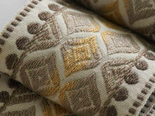Load image into Gallery viewer, 3.5" Wide Woven Geometric Taupe Beige Mustard Gold Ivory Drapery Tape Trim