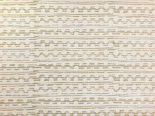 Load image into Gallery viewer, Caroline Cecil Gamal White Beige Natural Ethnic Tribal Abstract Geometric Belgian Linen Upholstery Drapery Fabric