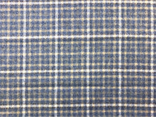 Load image into Gallery viewer, French Blue Beige White Wool Check Plaid Tartan Upholstery Drapery Fabric