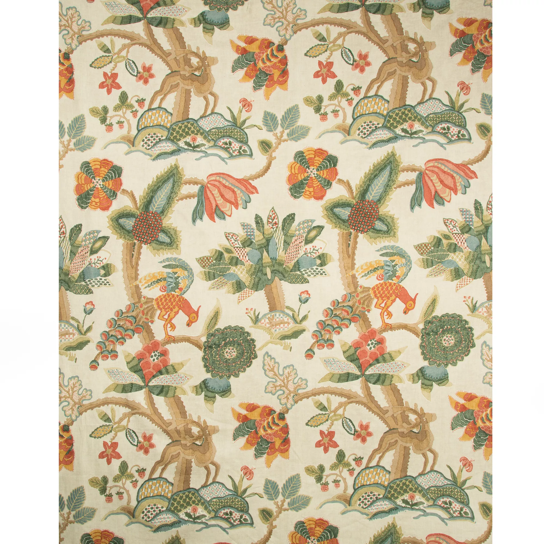 Lee Jofa Leyland Print Fabric / Berry/Forest