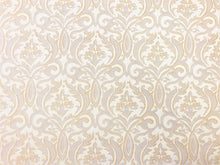Load image into Gallery viewer, Designer Gold Greige Neutral Beige Damask Upholstery Drapery Fabric