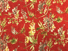 Load image into Gallery viewer, Mill Creek Solita Cardinal Rusty Red Beige Green Gray Ivory Cotton Floral Botanical Soil Resistant Upholstery Drapery Fabric