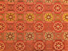 Load image into Gallery viewer, Discontinued Schumacher Cloisonne Weave Red Mustard Gold Chinoiserie Asian Cotton Silk Upholstery Drapery Fabric WHS 5197