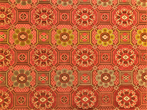 Discontinued Schumacher Cloisonne Weave Red Mustard Gold Chinoiserie Asian Cotton Silk Upholstery Drapery Fabric WHS 5197