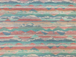 Vintage Kravet Abstract Woven Kilim Chenille Texture Mint Green Grey Aqua Pink Blue Water & Stain Resistant Upholstery Fabric